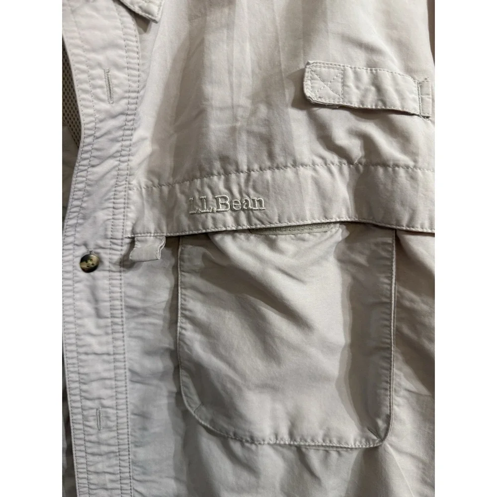 LL Bean Shirt Mens XXL Tall Vented Beige‎ Khaki Tan Long Sleeve Fishing Outdoor